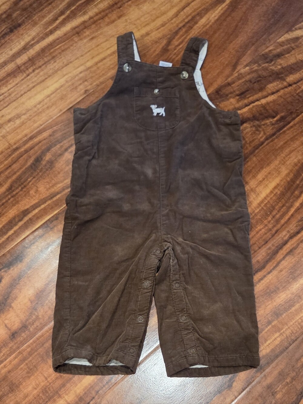 Janie and Jack VGUC 6-12 Months Brown Corduroy Dog Overalls
